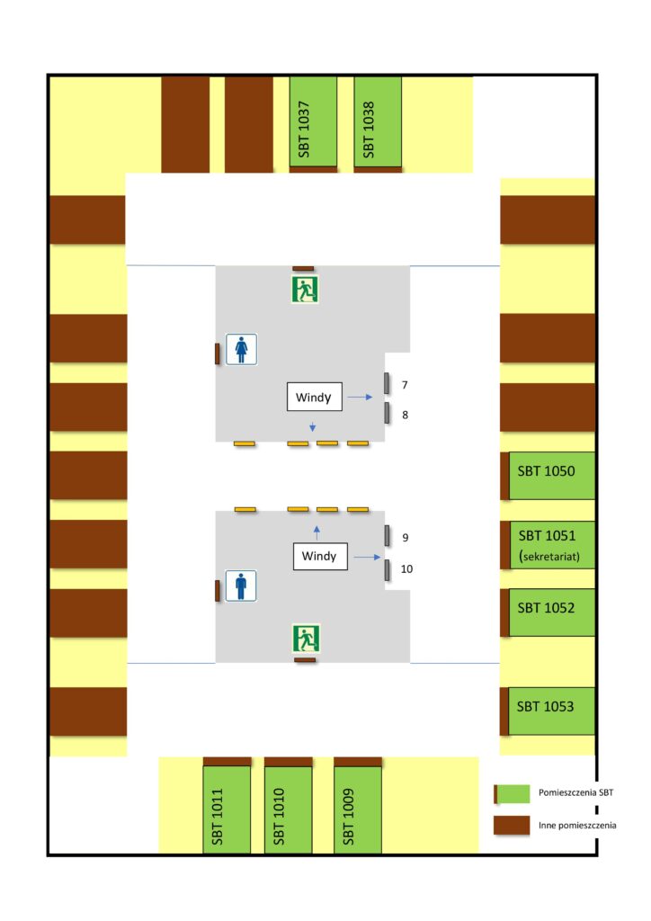 schemat rozmieszczenia pomieszczeń na dziesiątym piętrze